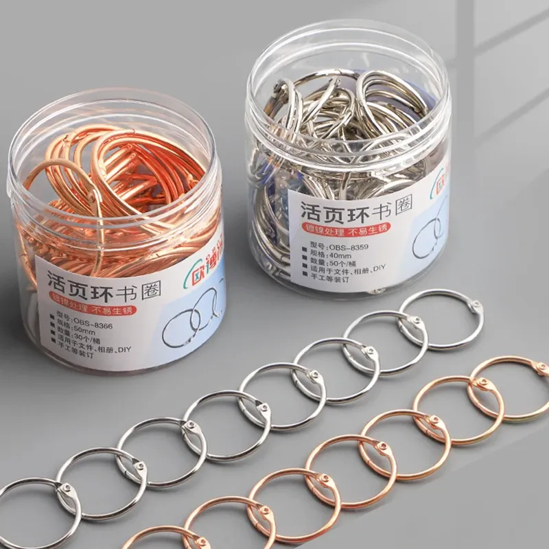 Yharnamite 100 Pcs Binder Rings, Colourful Index Card Rings, Binder Clips, 3cm Metal Loose Leaf Binder Rings, Book Rings, Open Card Rings Key Chains For School, Home, Office (Silver