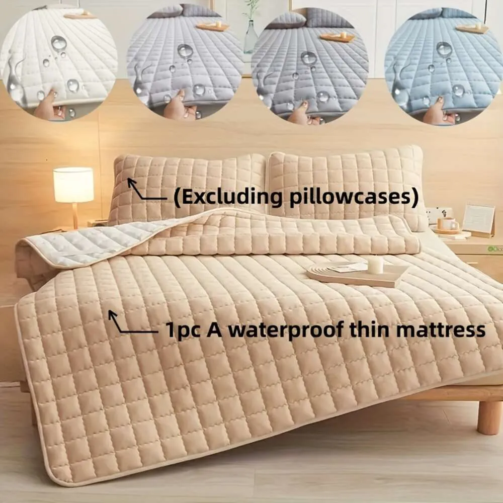 1 adet su geçirmez koruyucu (yastık kılıfı olmadan), çok fonksiyonlu düz renkli yatak örtüsü, hine yıkanabilir, yumuşak ve rahat, yatak odaları için uygun,