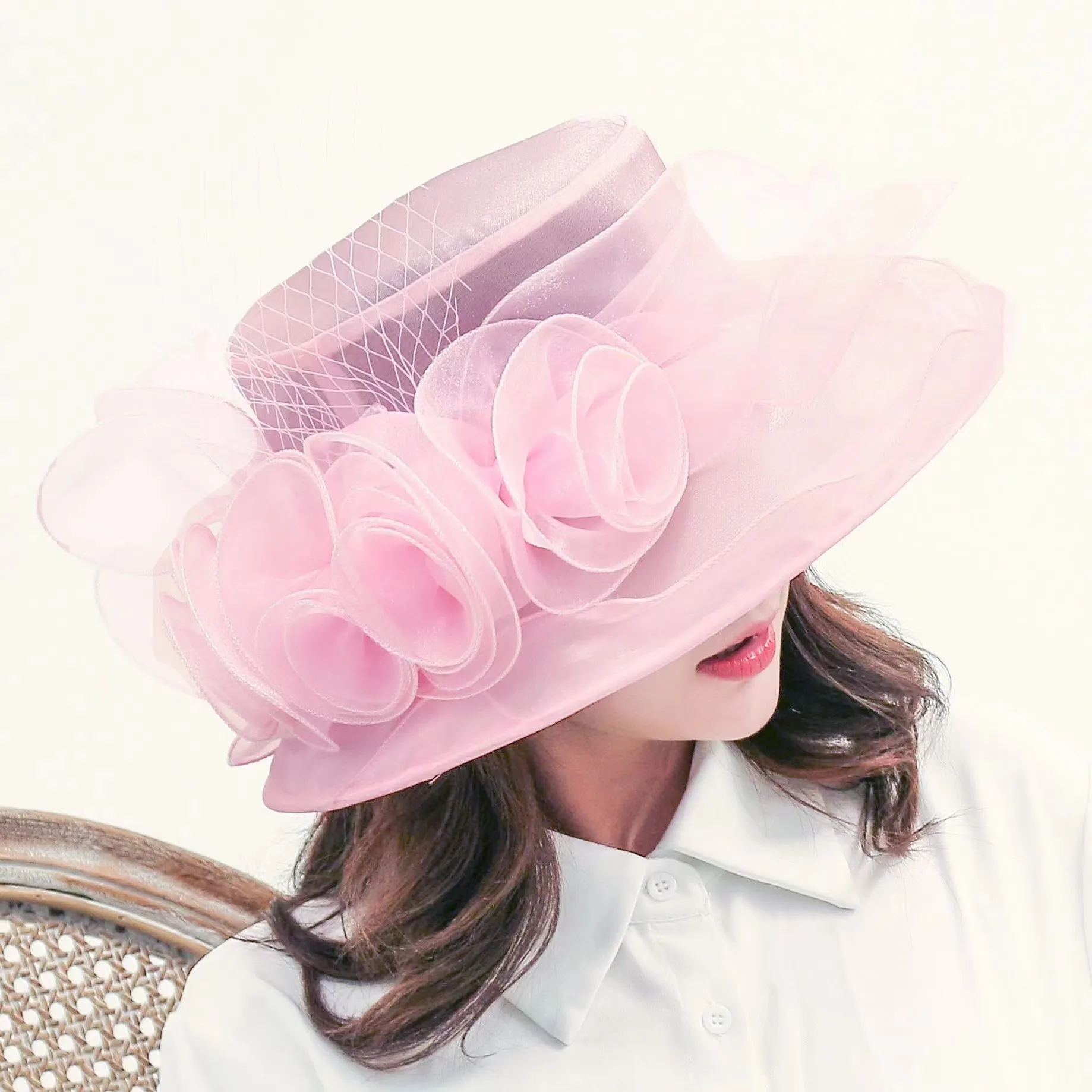 Pink Wide Brim Ruffle Derby Hat il_fullxfull.6840982966_1msm.jpg main image 2