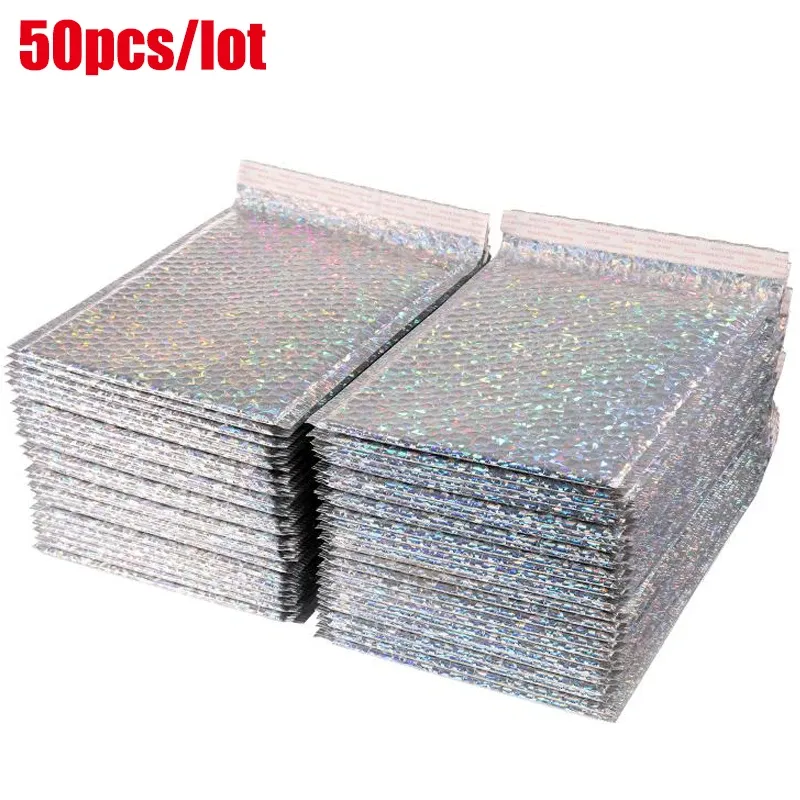 ブラシ50pcs/lotレーザーシアメーリングエンベロープバッグ