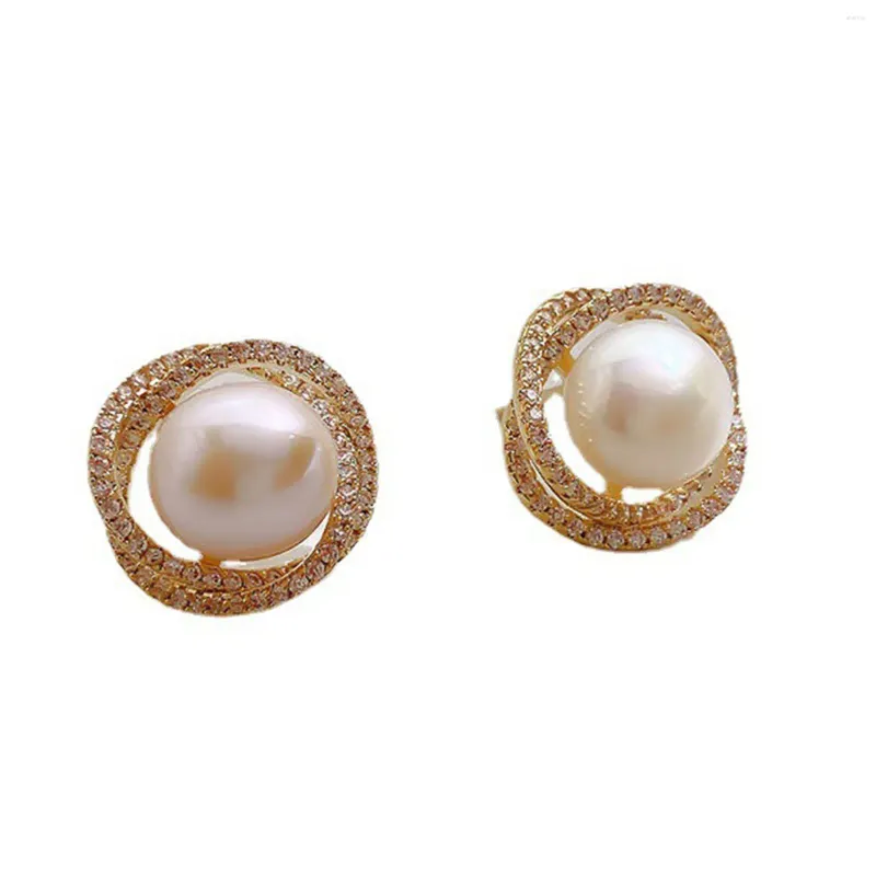 Stud Earrings Pearl Ear Studs For Women Light Luxurious Ornaments Fashion Jewelry Birthday Stage Party Show Balls