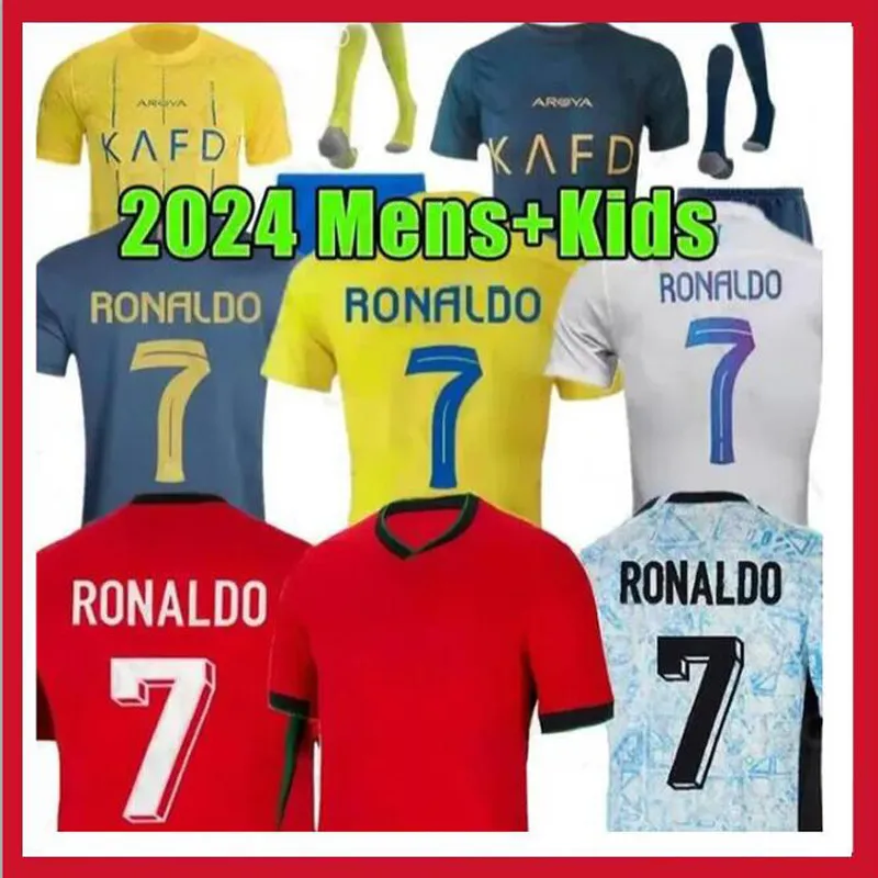 23/24 AL NASSR FC Maglie da calcio Ronaldo Mane Brozovic 2023 2024 Home Away CR7 KIDS KIT Martinez Talisca Ghislain Konan Otavio Vincent Aboubakar Men Shirt