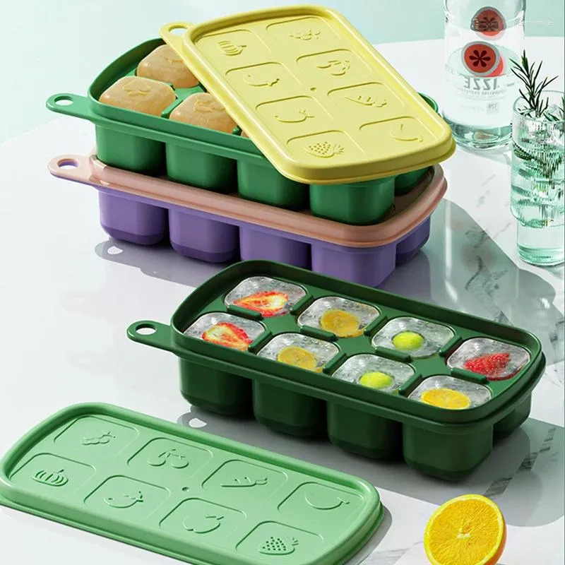 Moldes de cozimento 8 Grade Grande Bandeja de Gelo Molde Gigante Jumbo Grande Food Grade Silicone Cube Square DIY Maker