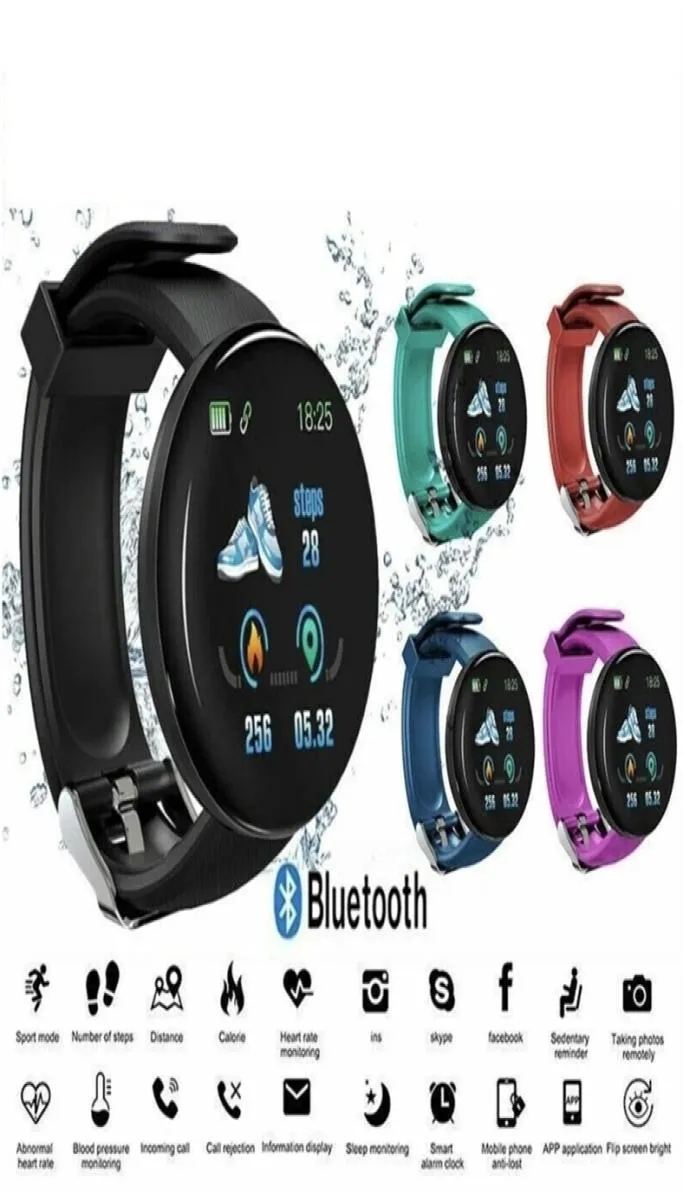 D18 Pro Smart Watch Wristbands Men Women Bluetooth Fitness Tracker Bracelet Sport Heart Rate Blood Pressure Kids Smartwatch for IO7515534