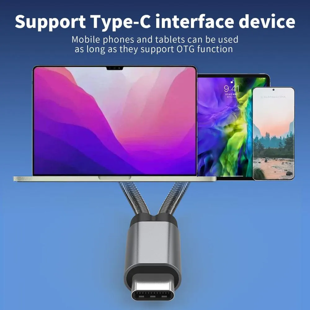 2 In 1 Type C OTG Adapter Cable: 60W PD Fast Charging Data Sync For