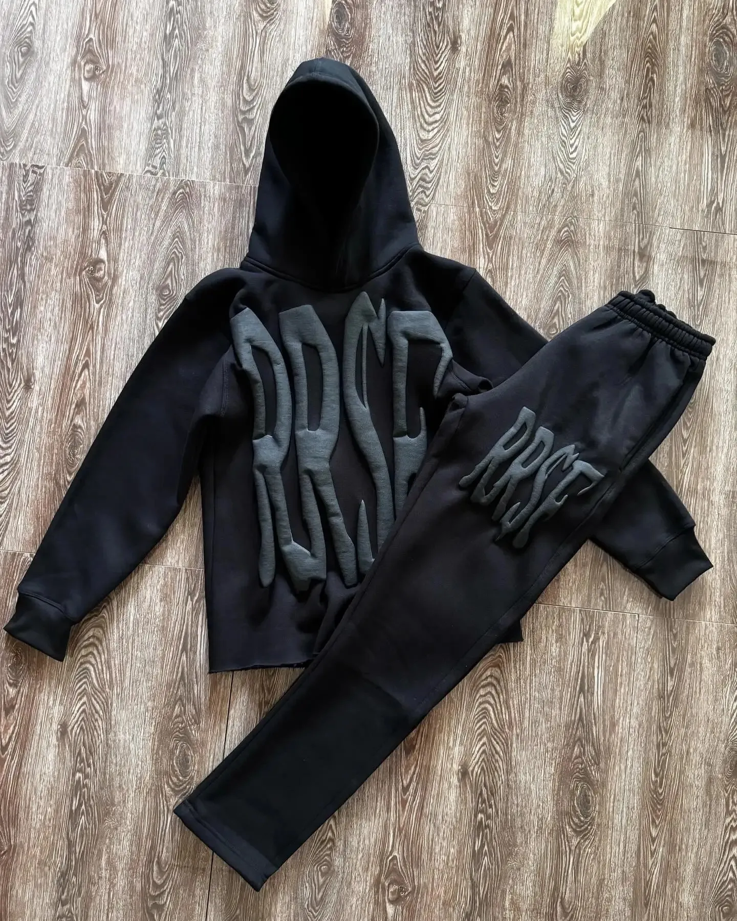 Lettera 3D schiuma da 2 pezzi set da pista da pista Y2K pantaloni della tuta e femmina Street Hip Hop Hoodie oversize Casual 240321