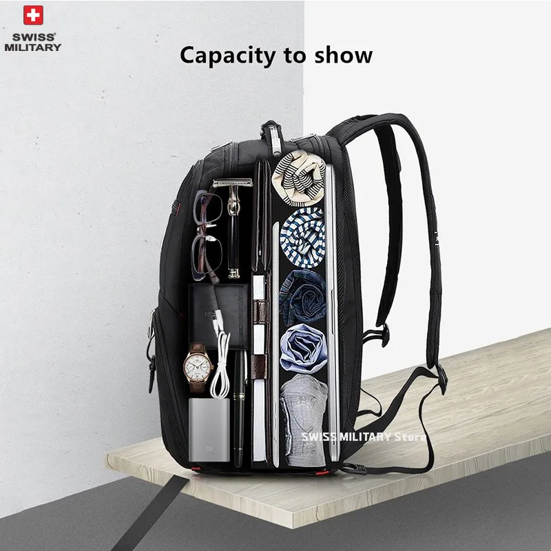 Sac à Dos Ordinateur Portable 17" Voyage Étanche USB - Taille Large - Oxford Suisse