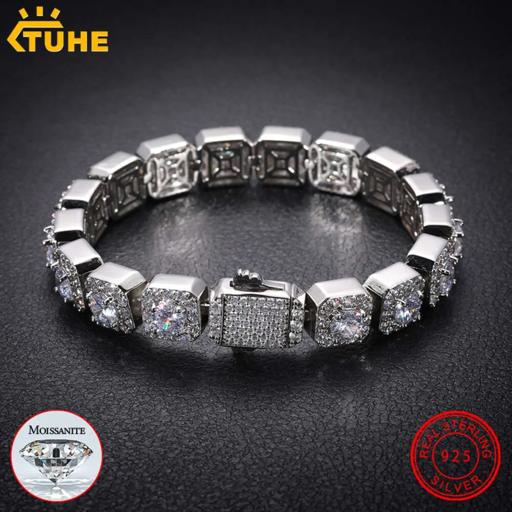 5mm-6,5 mm VVS1 kleur d moissanite keten mannen/vrouwen hiphop sieraden sterling sier armband voor geschenken