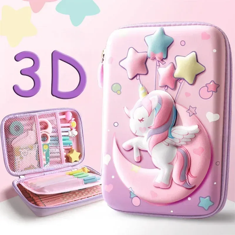 Fall Kawaii Unicorn 3D Eva Pencil Case Waterproof Pen Box For Girls Cartoon Big Capacity School Suplies Söta stationära väskor gåvor