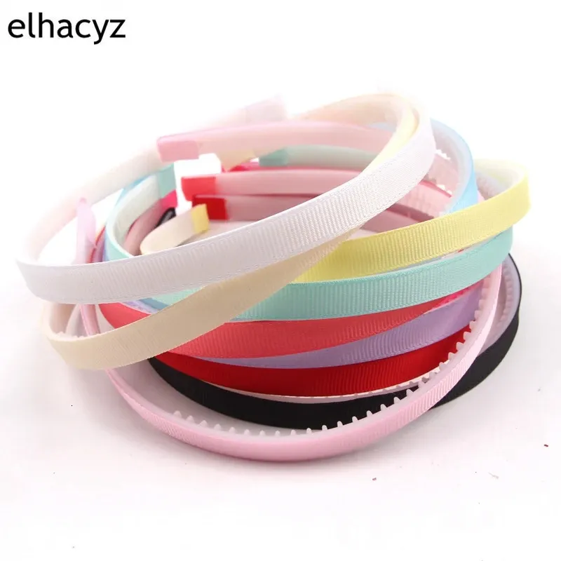 22pcs/lot High Quality 1CM Width Boutique Solid Ribbon Covered Plastic Headband with Teeth Girls Kids Hairband Hair Accessories 240329