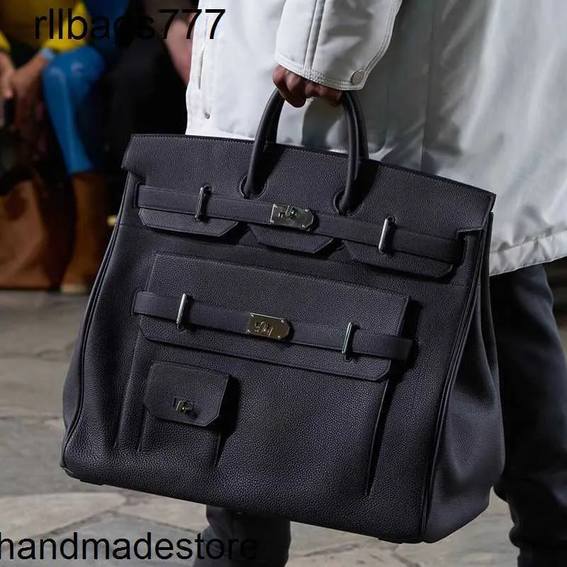 Handgefertigte Bk -Bag -Handtasche Handtaschen Große 50 cm HAC Familie Echtes Bag Leder Litchi Muster extra Unisex Business Trip Gepäck Kapazität Handheld High Version