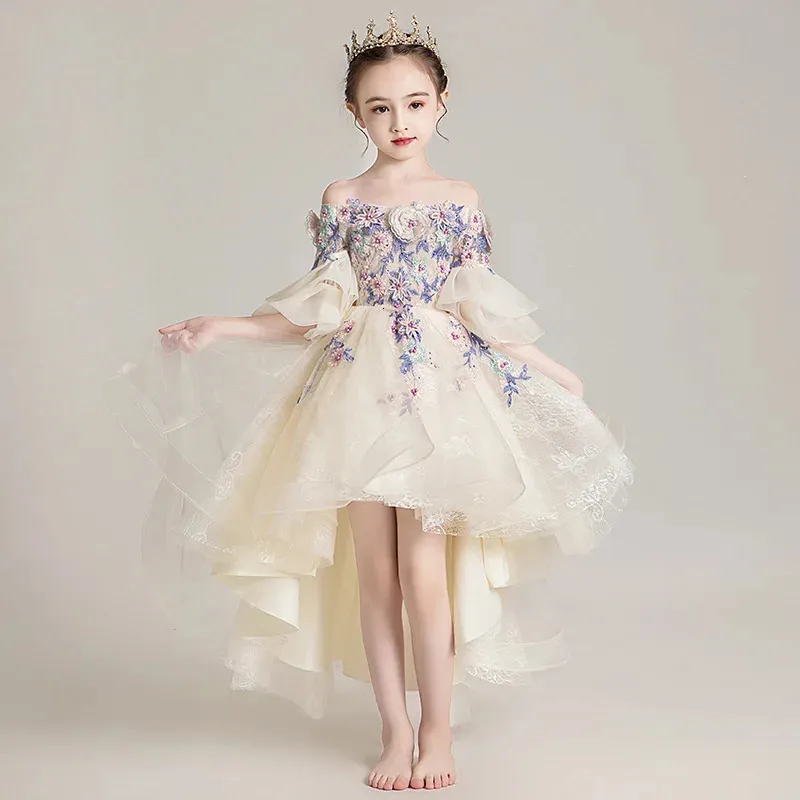 Kids Dress for Girls Costumes Wedding Birthday Year Party Tail Evening Elegant Princess Summer Childrens 412 Yrs 240403