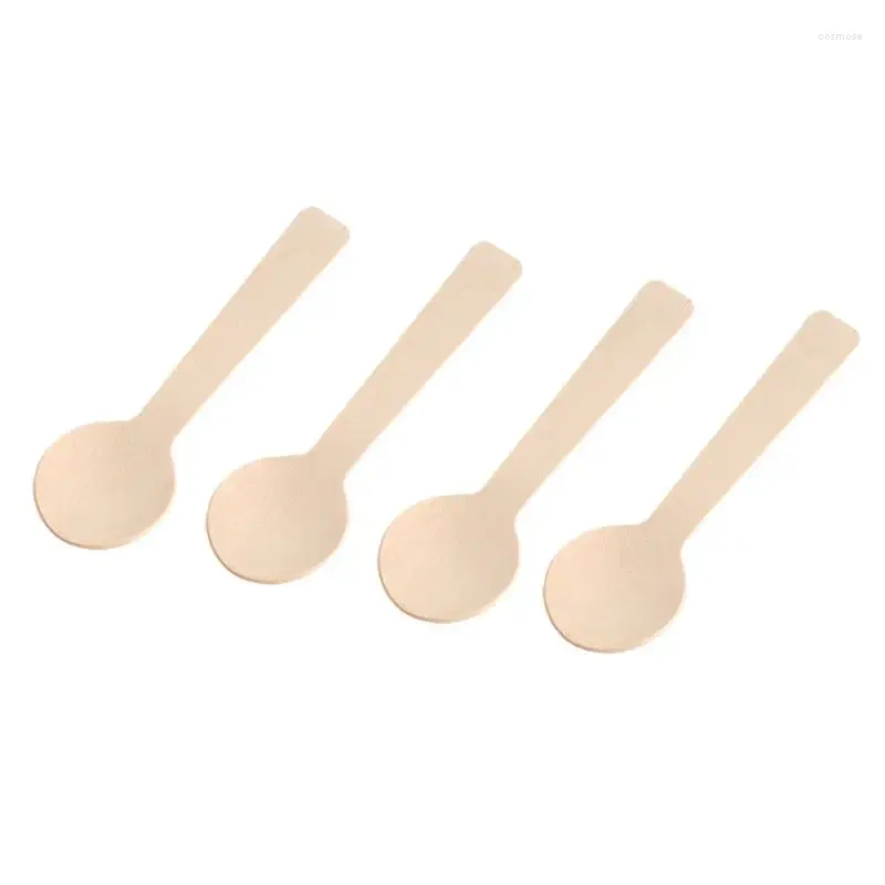 Couverts jetables 100pcs cuillères en bois mini glacée de crème occidentale scoop scoop de table