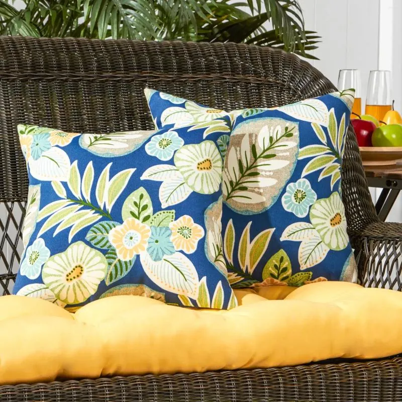 Poduszka Greendale Home Fashions Marlow Blue Floral 17 "Square Outdoor Rzut (zestaw 2)