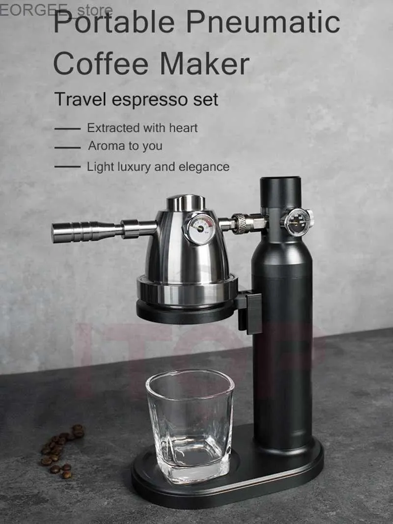 Kaffestillverkare iTop Pneumatic Coffee Machine Portable Manual Outdoor Air Pump Air Pressure Extraktion Koncentrerad kaffe Semi-Automatisk kaffemaskin Y240403