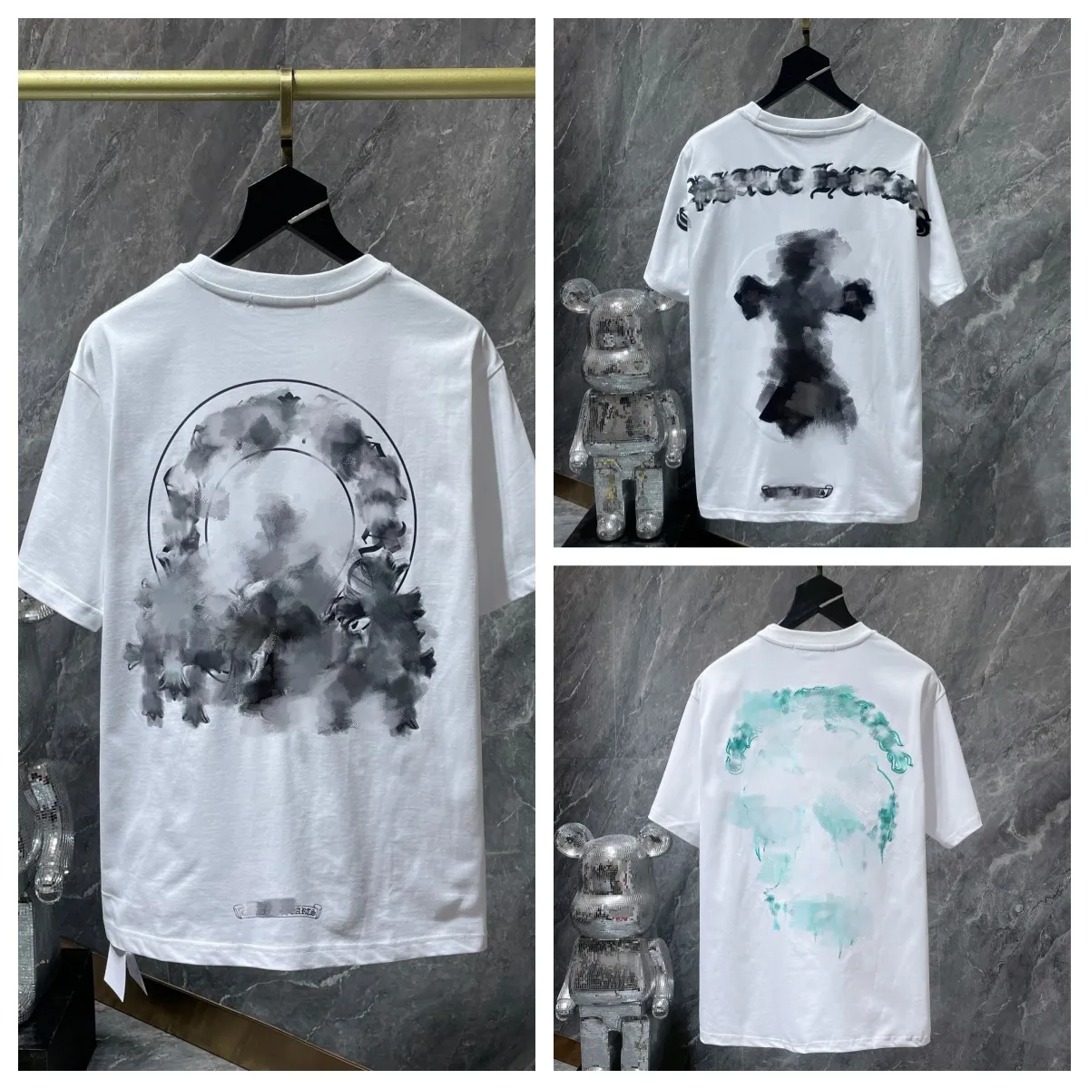 하트 셔츠 디자이너 캐주얼 T 셔츠 럭셔리 브랜드 Tshirt 스웨트 셔츠 스웨트 셔츠 셔츠 라운드 승무원 목 남자 여름 탑 스티트 편지 인쇄 셔츠 힙합 Tshirt