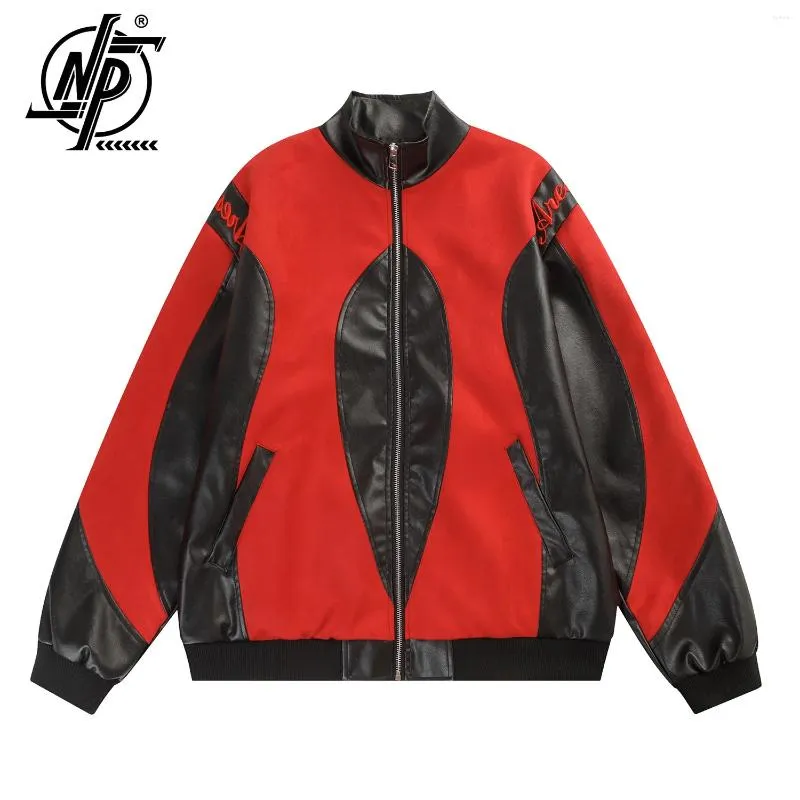 Kurtki męskie Hip Hop zamszowy kurtka baseballowa Mężczyźni harajuku patchwork skóra skóra jesna haftowa motocykl unisex bomber zniszczona 2024