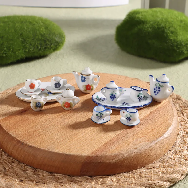 ミニ磁器セラミックティーセット 2024ドールハウスキッチン
