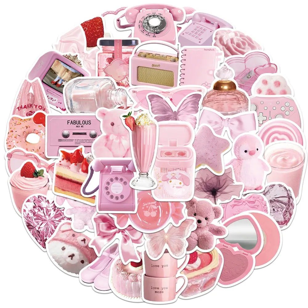 Pink Sticker Pack: 50 Cute Strawberry Vinyl Stickers... From Ddmymaster ...