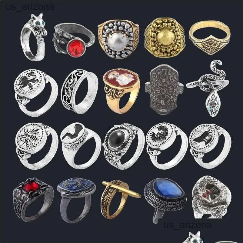 Band Rings Game Dark Sos Series Men Havels Demons Scar Chloranthy Badge Metal Ring Male Fans Cosplay Jewelry Accessories L230620 Drop Dh2N4