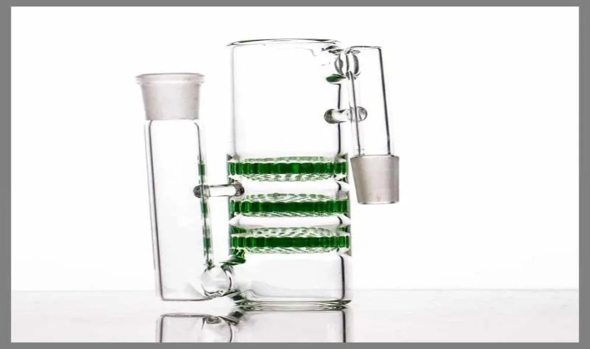 Glass Ash Catcher Röker tre honungskakor perc 145188mm Triple HC Bong Precooler olika färger Factory Direct 8837598