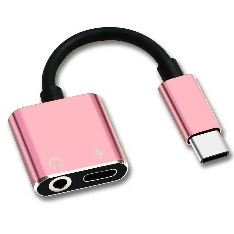 USB C 케이블 충전을위한 Type-C ~ 3.5mm 오디오 어댑터 이어폰 잭 2in1 변환기