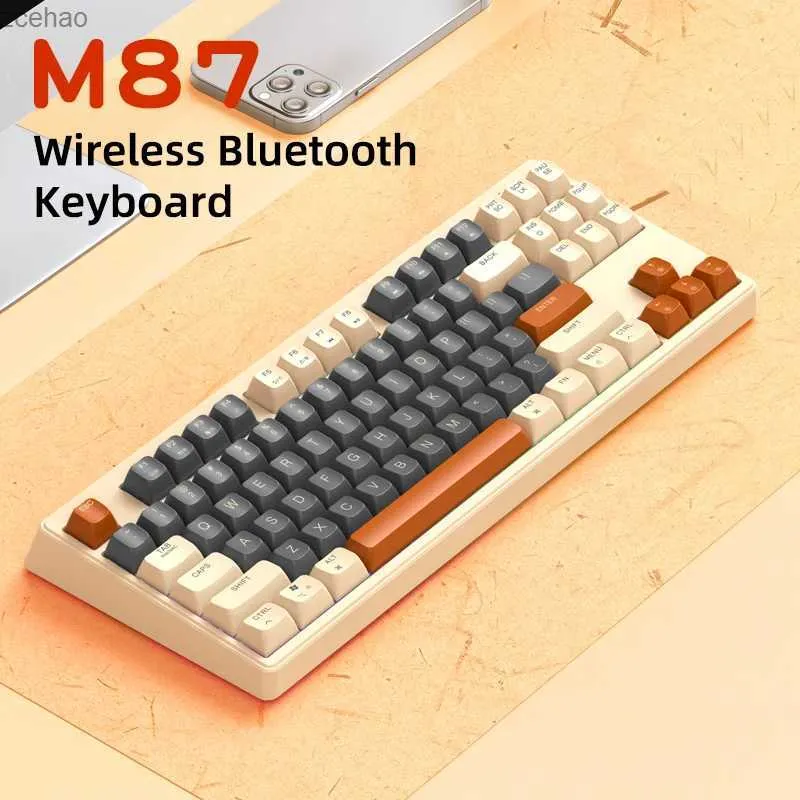 キーボードワイヤレスゲームキーボードApayado BluetoothキーボードM87レインボーライトPBTボールキャップ人間工学的ゲームキーボードL2404