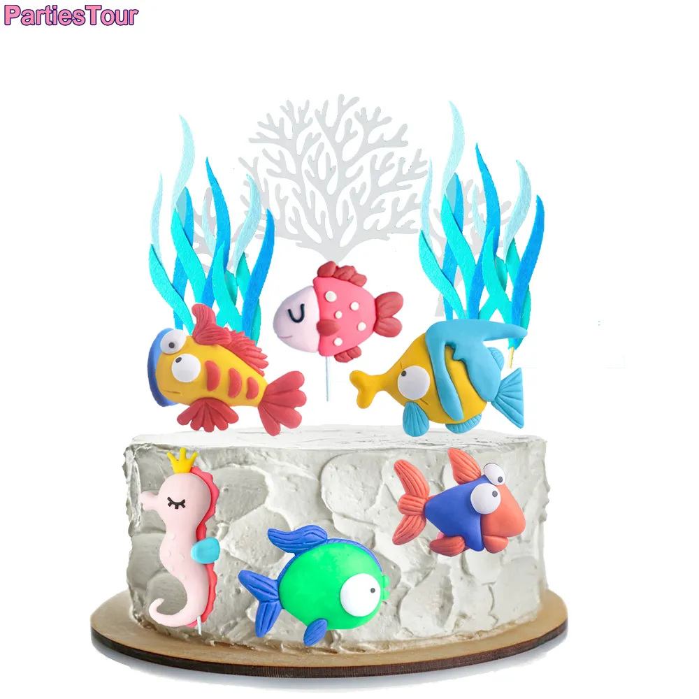 Décoration De Gâteau D'anniversaire Sirène, 1 Pièce, Queue De Sirène, Coquille D'étoile De Mer, Décoration De Cupcake Pour Bébés Filles Sous La Mer, Décor De Gâteau De Fête D'anniversaire