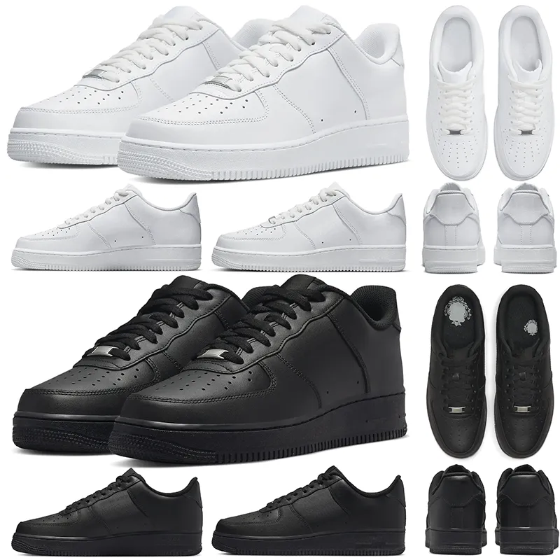 Designer Running Shoes One Men Mulheres 1 Low 07 Triple Branco Black Mastens Feminino Esportes Esportes ao ar livre tênis planos de sapatos