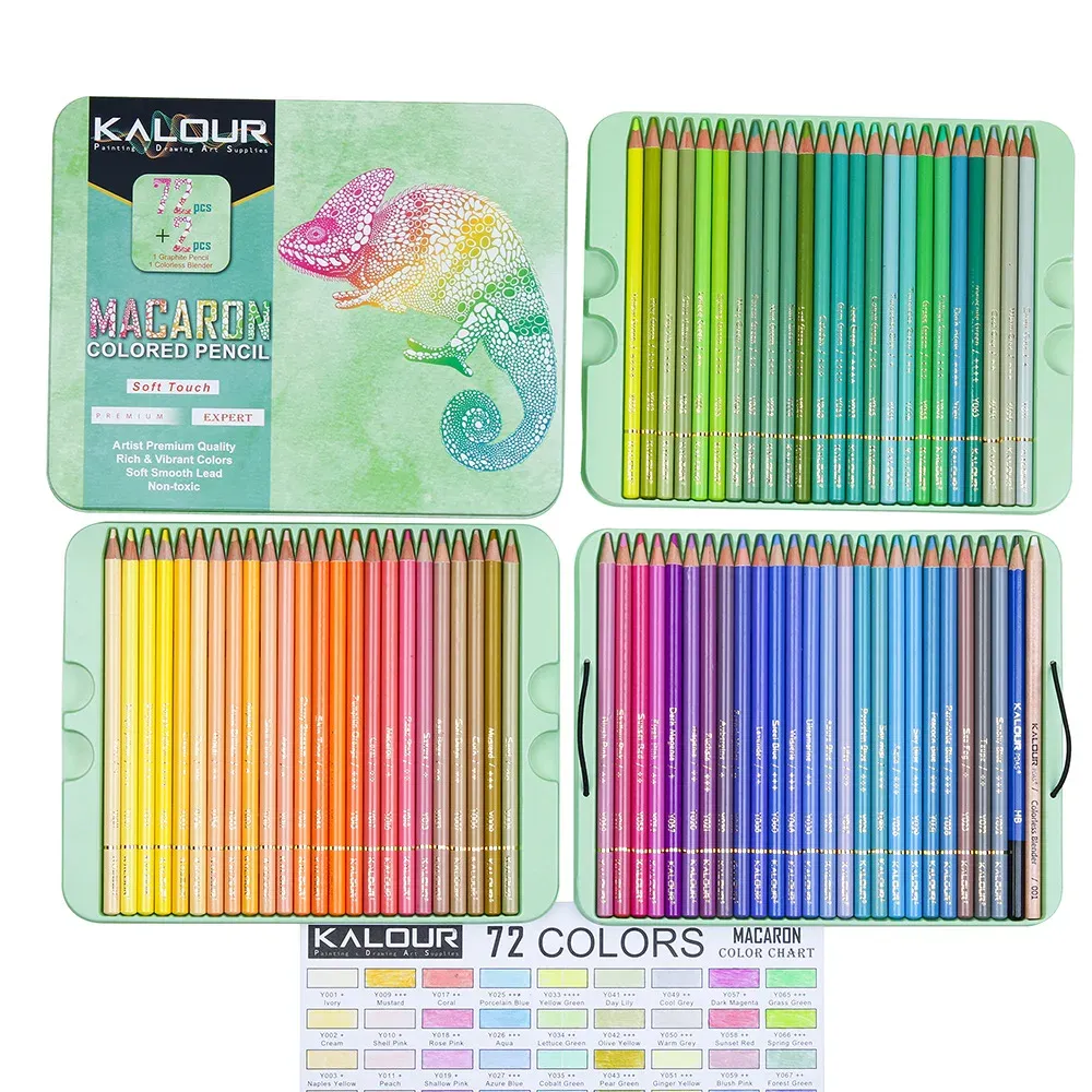 Pennor Kalour 50/72Colors Macaron Metallic Pastell Colored Pencils Artists Mjuk kärna Ritning Sketch Pencil Set for Painting Art Supplies