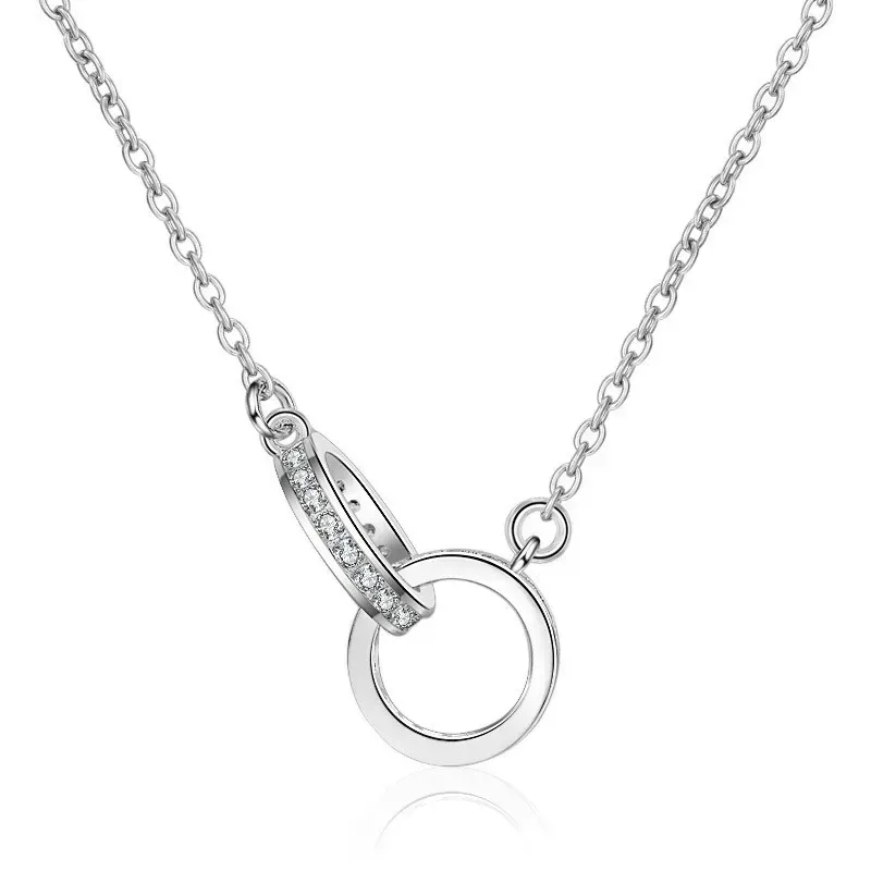 2024 sieraden ontwerper voor vrouwen gouden ketting Sterling zilveren dubbele ring diamanten hanger roségoud vrouwelijke ketting gemaskerd bal ketting sieraden cadeau q2