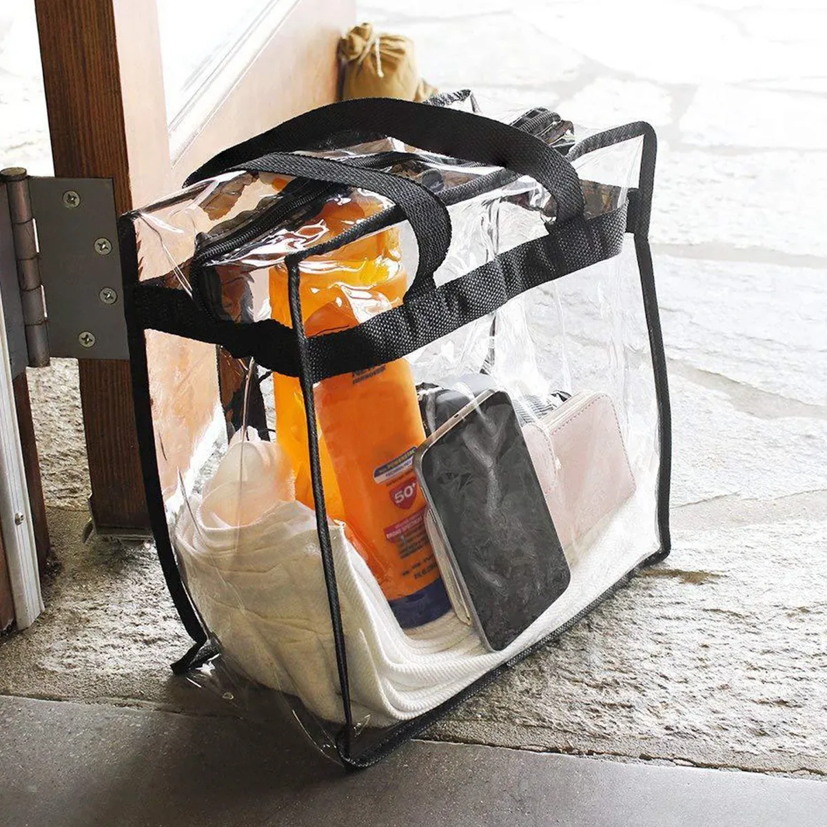 Pvc tote bag with zipper sale