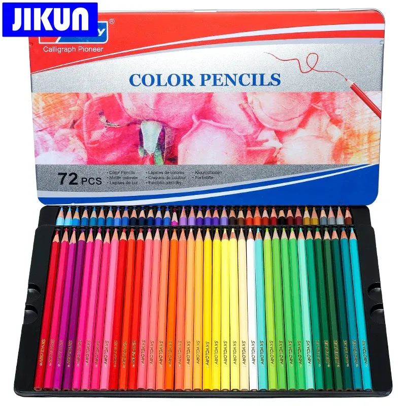 Pencils JIKUN 12/24/36/72/120 Professional Oil Colors Pencil Wooden Colored Pencils Drawing Pencil Set School Art Supplies