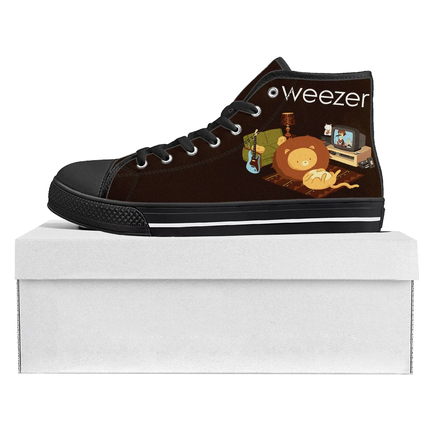 Weezer Pop Rock Band Canvas Sneakers: High-Top Custom Casual Shoes