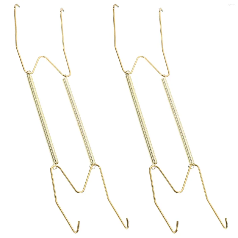 Kitchen Storage 2 Pcs Invisible Spring Hanging Hook Decorative Plate Hangers For The Wall Heavy Duty Clothes Rack Stainless Steel