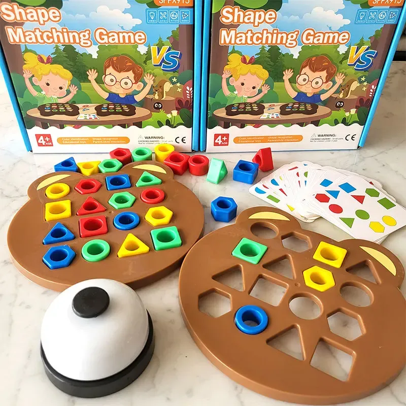 Bambini a forma geometrica Color Matching puzzle baby montessori educational apprendimento giocattoli in legno per bambini gioco di battaglia interattiva