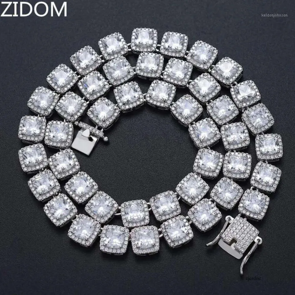 Zincirler Erkekler Hip Hop Buzlu Bling Bling Tenis Zinciri Kolye Kare Zirkon 10mm Kolyeler Hiphop Takı Moda Hediyeleri1