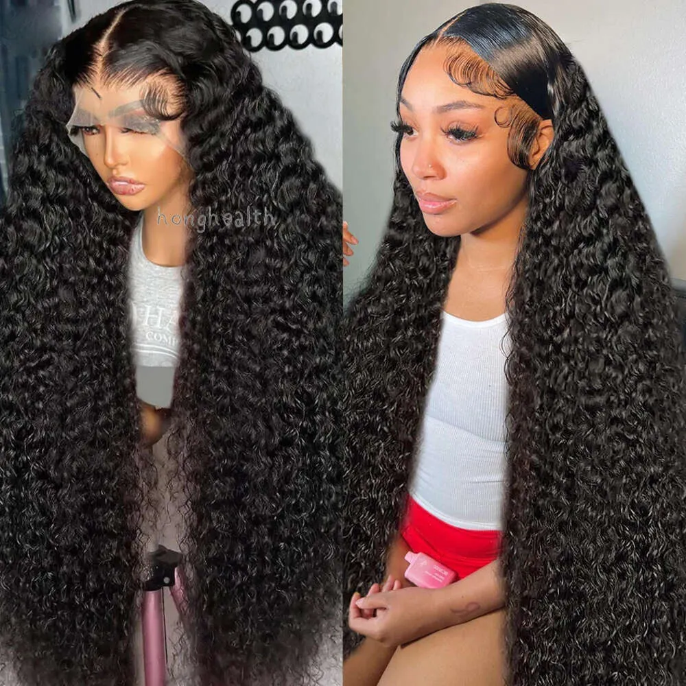 40 tum Curly 13x4 13x6 HD Transparent frontal peruk Brasiliansk remy 360 Löst djupvåg Människans spetsar Front Wigs For Women 231024