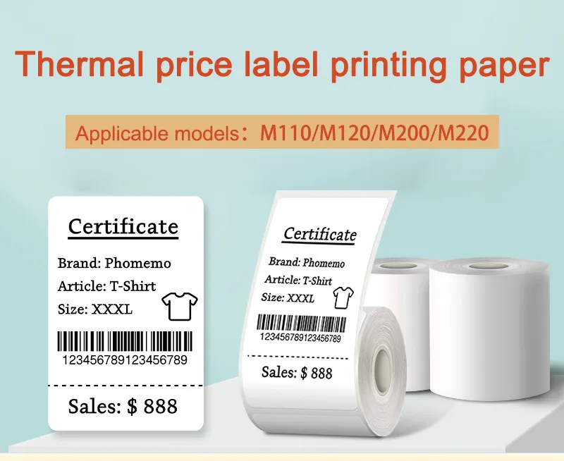 Phomemo Printable Thermal Sticker Labels Thermal Paper Rolls For M110 ...