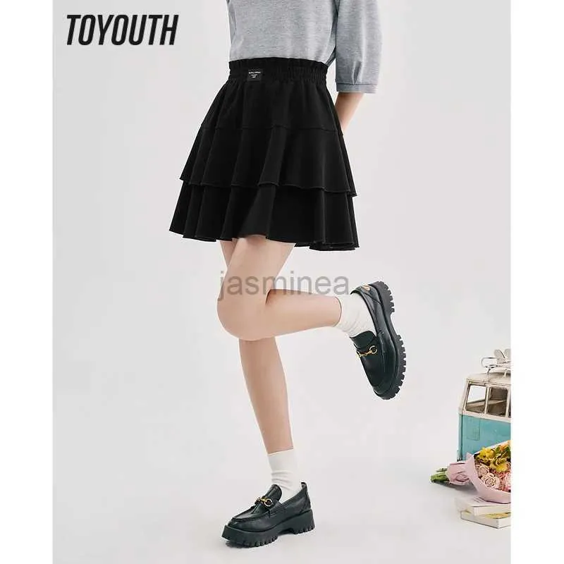 Urban Sexy Dresses Toyouth Women Skirt 2023 Spring A Line Elastic Waist Loose Bouffant Black Y2K Fashion Chic All-match Streetwear Miniskirt 2443