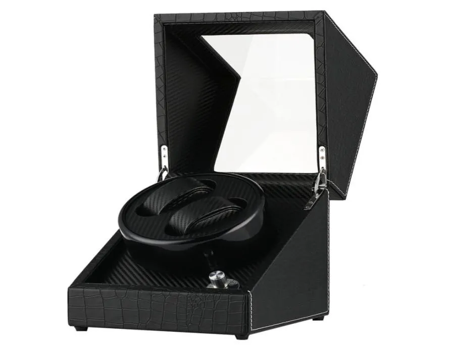 Black Automatic Watch Winder USUKAUEU Adaptateur de prise mécanique Boîte auto-enroulée Double Motor Shaker Holders Nouveau arrivée 20191804253