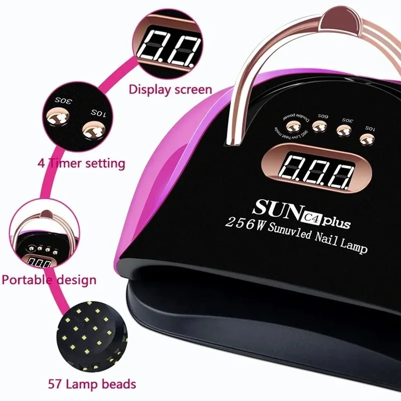 2022New Light UV LED 256W Nail Lamp för manikyr Fast Curing Tork Gel Polish Timer Auto Sensor Manicure Tools