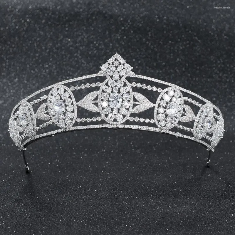 Clips de cheveux Crystals CZ Cubic Zirconia Mariage de mariée Tiara Diadem Crown Femmes Prom Bijoux Accessoires CH10258