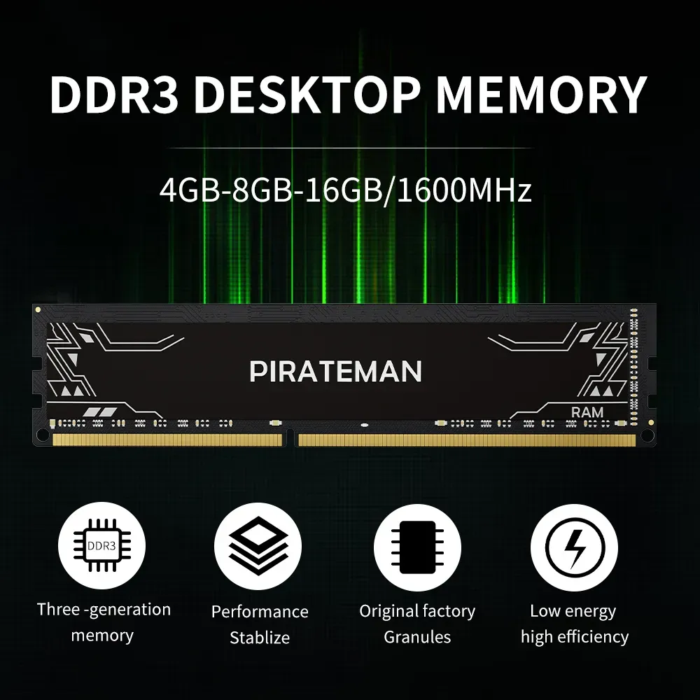 PIRATEMAN Desktop DDR3 8GB 4GB 2GB 1600MHz 240pin UDIMM RAM CL11