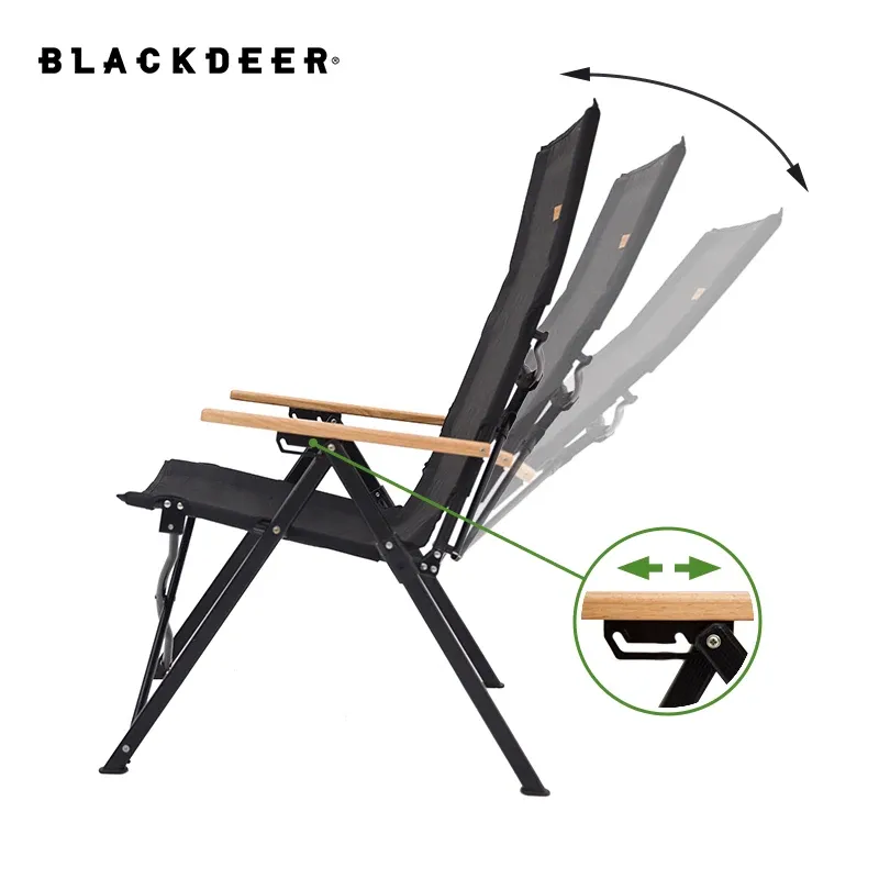 Möbler Blackdeer Outdoor Folding Chair Threespeed Justerbar långvarig stol Outdoor Camping Picnic Beach Relaxation Aluminium Alloy