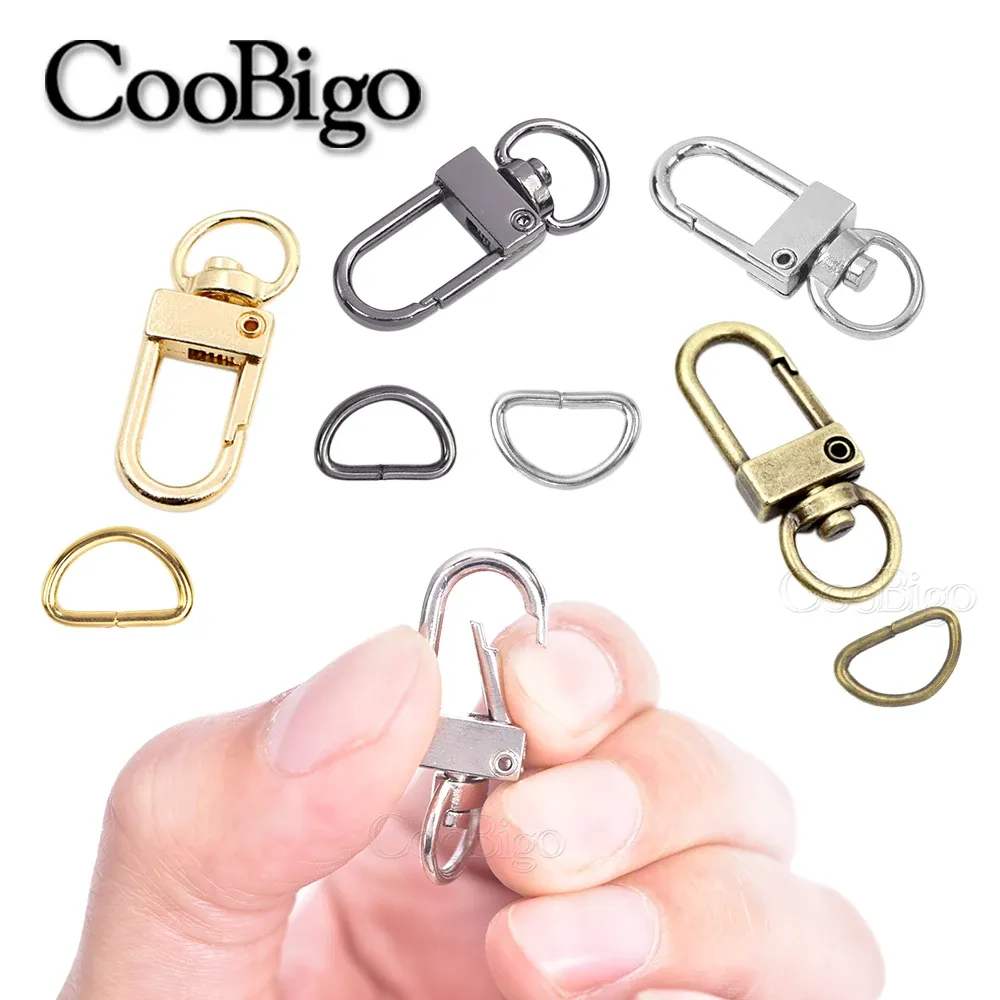 5set Metal Snap Snap Lobster Clasf Hooks D Ring Backle Keychain Hands Hands Hands Sobware Hardware En cuir sac Collier de chien Colli