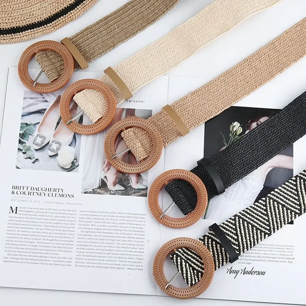 Summer Bohemian Women Elastic Waist Belt Straw Belt... From  display picture 2