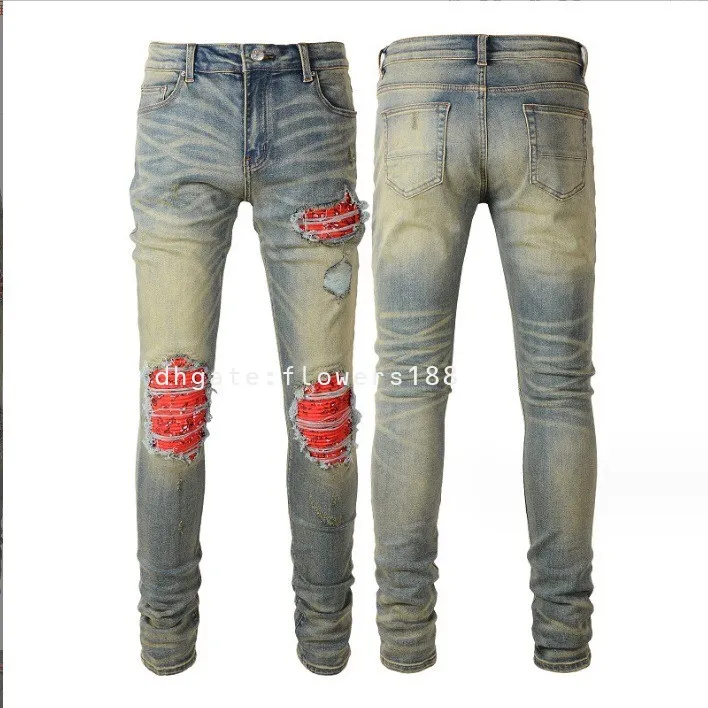 Vintage Ripped Jeans for Men Slim Fit, Cashew Floral Detail, High Street  Style, Faded Wash Fashionable Trendy Denim Pants