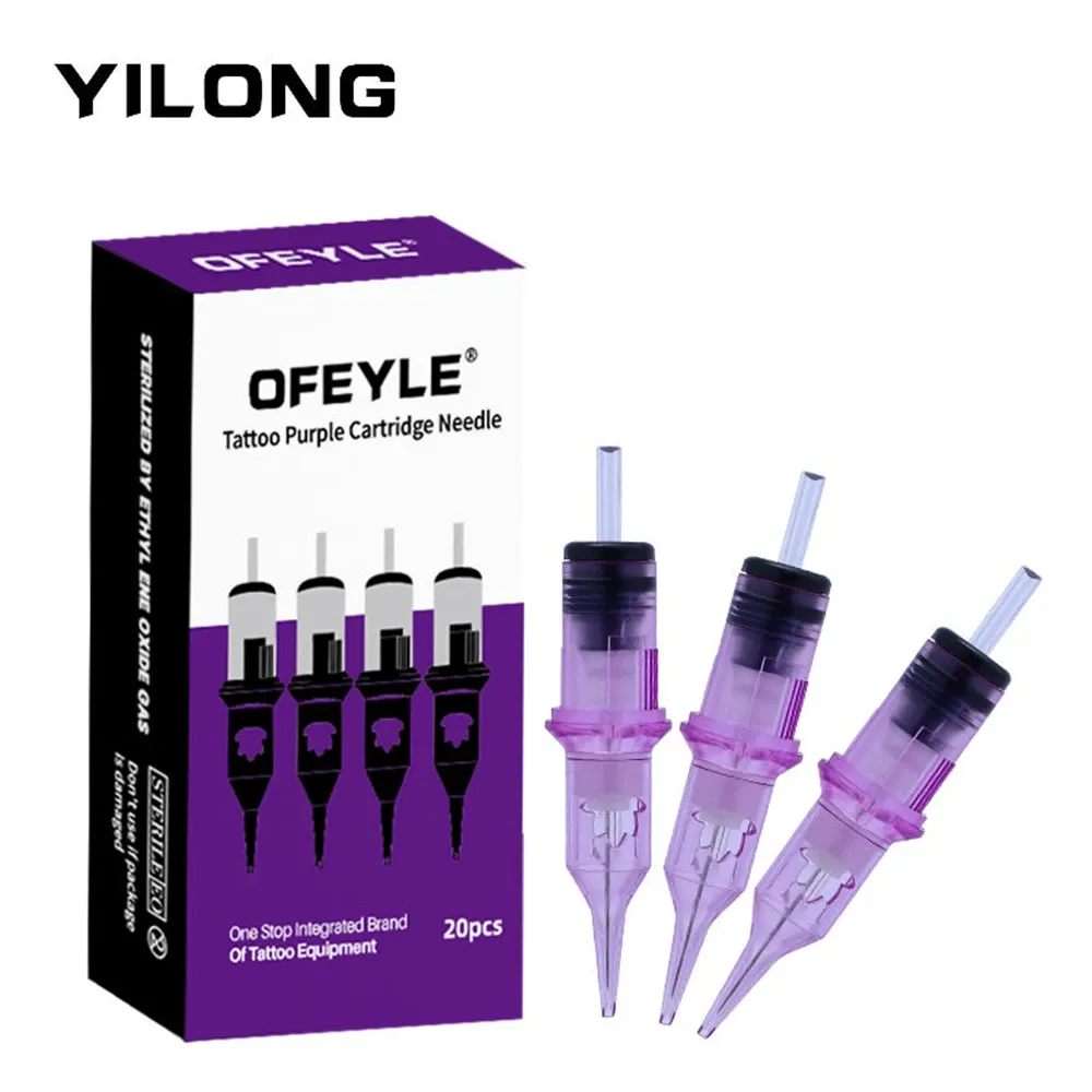 YilongTattoo igły do ​​dyspozycji Profesjonalna kaseta 0401RL 0603RL 0803rl 1003rl Purple Wysoka jakość tatuażu