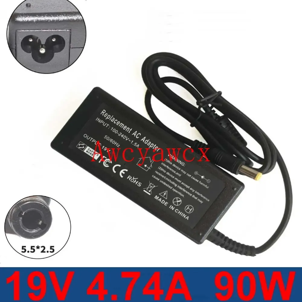 Fuente de alimentación de CA 19V 4.74A Cargador de adaptador de cuaderno para ASUS A46C M50 X43B A8J K52 U1 U3 S5 W3 W3 W7 Z3 para la computadora portátil Toshiba/HP